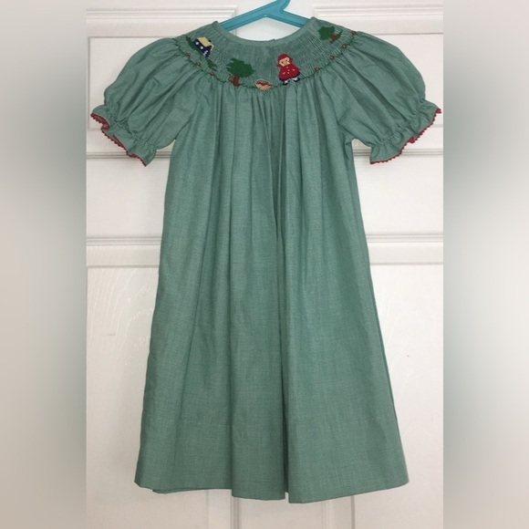 Amanda Remembered Hand smocked Little Red Riding Hood Bishop Dress - Picture 1 of 7